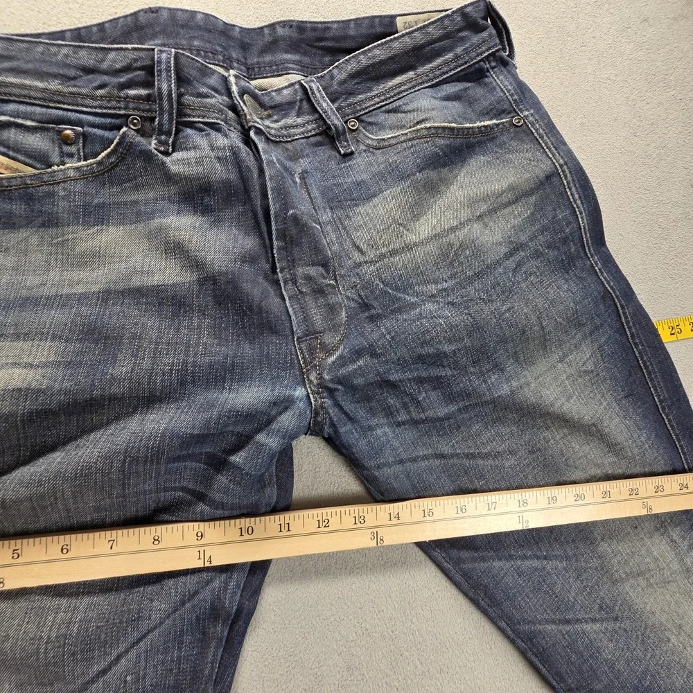 Diesel Jeans Mens 32x32 Blue Dughan Button Fly Made In Italy Altered Hem 008IW